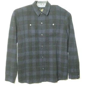 Lucky Brand Shirt Men XXL Blue Flannel Plaid Long
